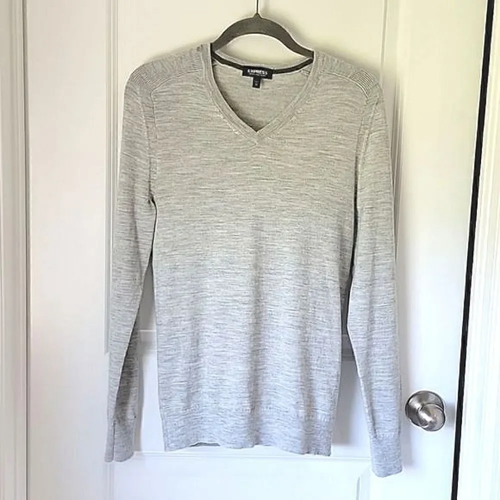 Express Merino Wool Blend Light Heather Gray Long Sleeve Sweater - Size XS